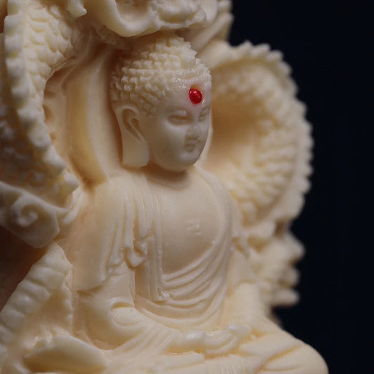 White Dragon Tathagata Decorative pendant  Resin Art Sculpture High quality hand engraved Car, Keychain Feng Shui Figure Statue