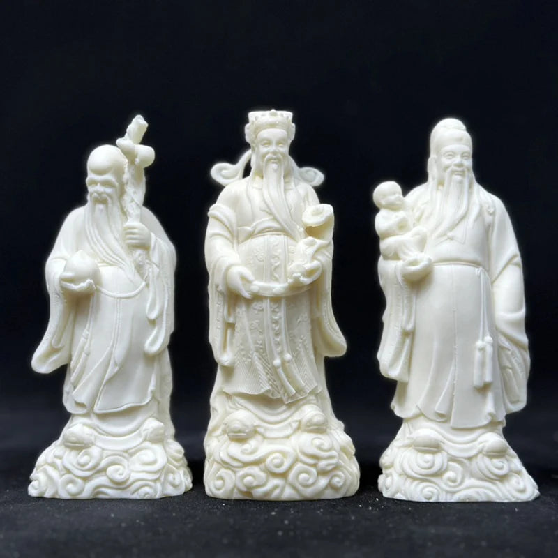 White Fu Lu Shou Figure Sculpture Statue Resin Crafts Home living room, room, office fortune decoration statue