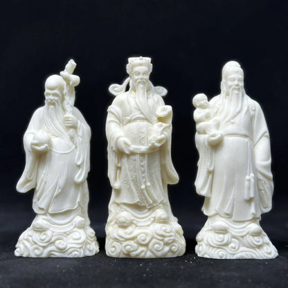 White Fu Lu Shou Figure Sculpture Statue Resin Crafts Home living room, room, office fortune decoration statue