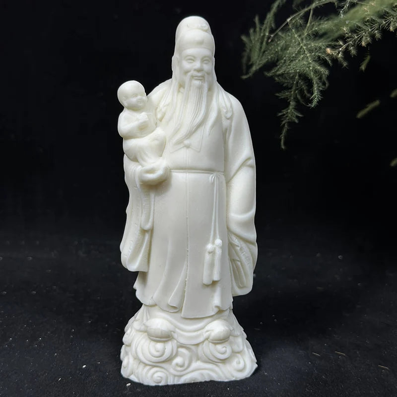 White Fu Lu Shou Figure Sculpture Statue Resin Crafts Home living room, room, office fortune decoration statue