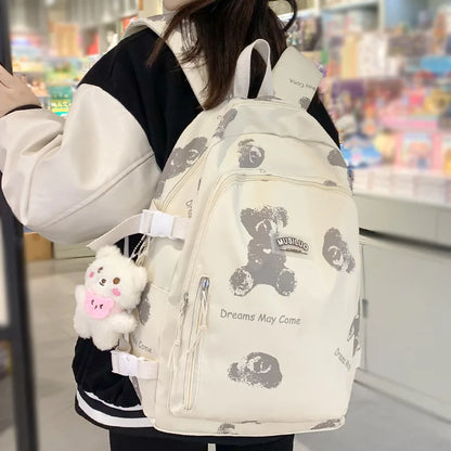 White Girl Waterproof Printing Kawaii Laptop College Backpack Female Cute Book Bag Fashion Lady Leisure Women Travel School Bags