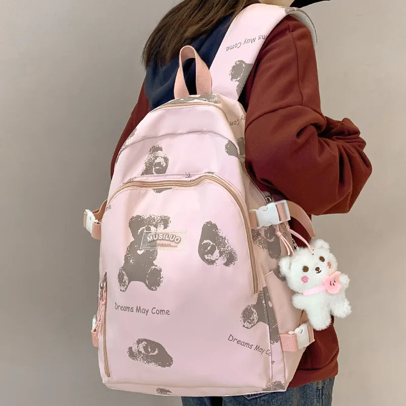 White Girl Waterproof Printing Kawaii Laptop College Backpack Female Cute Book Bag Fashion Lady Leisure Women Travel School Bags
