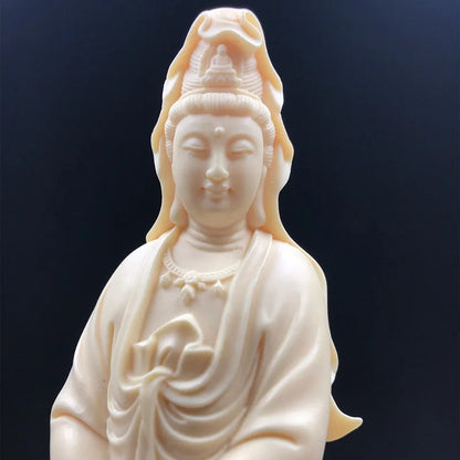 White Guanyin decorative ornament，Lotus Guanyin Buddha Statue，modern art sculpture，Home Living Room Decorative Statue 16cm
