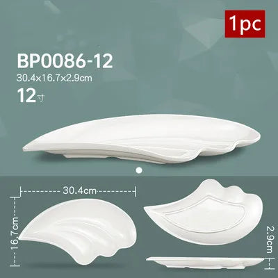 White Melamine Dishes Hotel Sushi Plate Smash Resistant Plastic Dinner Plates Kitchen Rectangular Dish Tableware Accessories