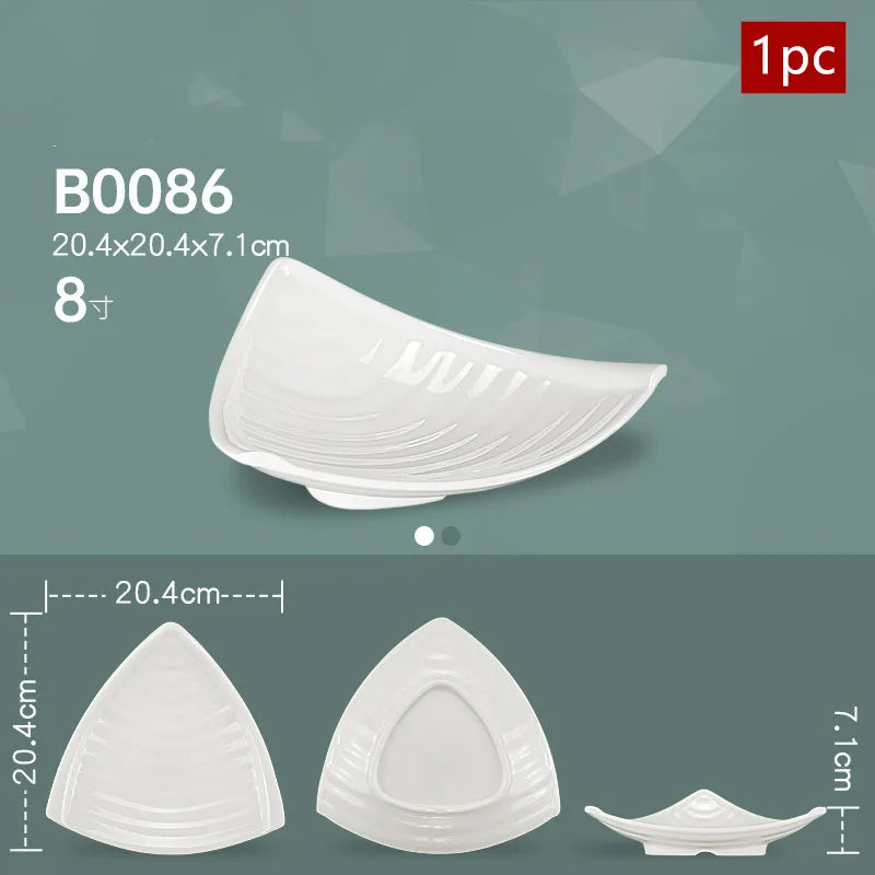 White Melamine Dishes Hotel Sushi Plate Smash Resistant Plastic Dinner Plates Kitchen Rectangular Dish Tableware Accessories
