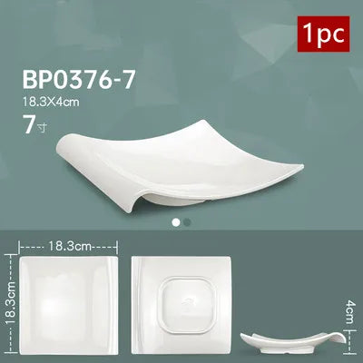 White Melamine Dishes Hotel Sushi Plate Smash Resistant Plastic Dinner Plates Kitchen Rectangular Dish Tableware Accessories