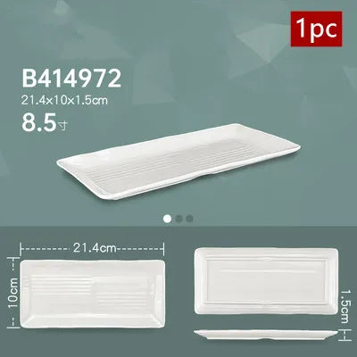 White Melamine Dishes Hotel Sushi Plate Smash Resistant Plastic Dinner Plates Kitchen Rectangular Dish Tableware Accessories
