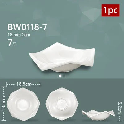 White Melamine Dishes Hotel Sushi Plate Smash Resistant Plastic Dinner Plates Kitchen Rectangular Dish Tableware Accessories
