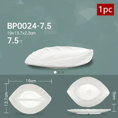 White Melamine Dishes Hotel Sushi Plate Smash Resistant Plastic Dinner Plates Kitchen Rectangular Dish Tableware Accessories