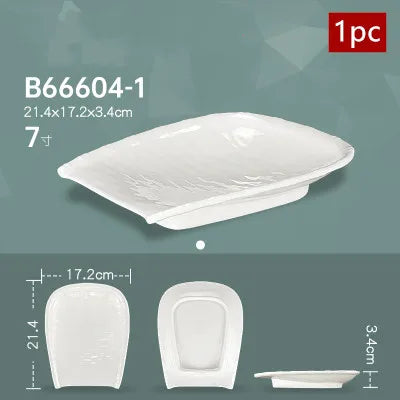 White Melamine Dishes Hotel Sushi Plate Smash Resistant Plastic Dinner Plates Kitchen Rectangular Dish Tableware Accessories
