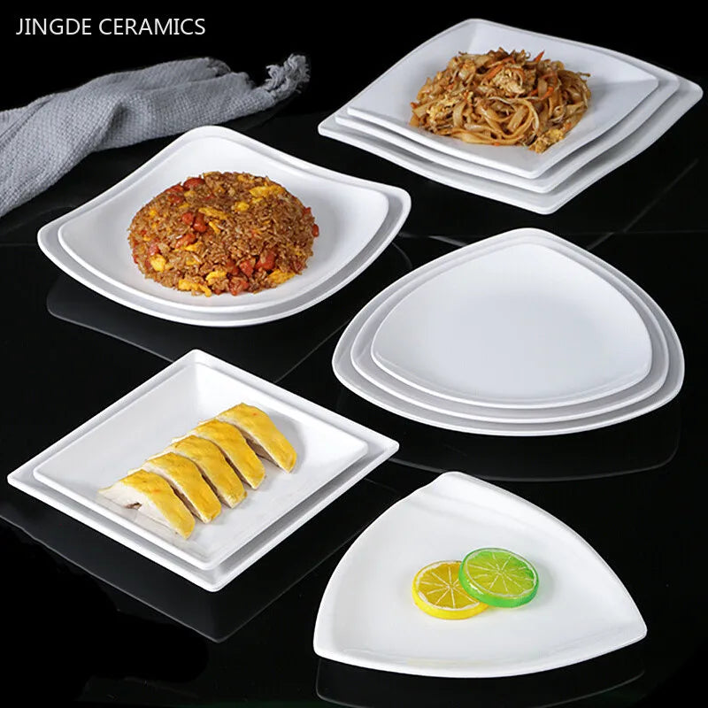 White Melamine Plates Dining Room Plastic Cutlery Thickened Fall-proof Plate Not Easily Broken Dinner Plates Kitchen Accessories