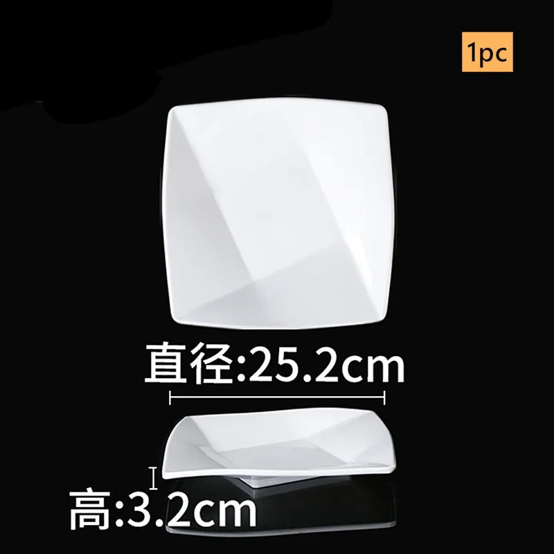 White Melamine Plates Dining Room Plastic Cutlery Thickened Fall-proof Plate Not Easily Broken Dinner Plates Kitchen Accessories