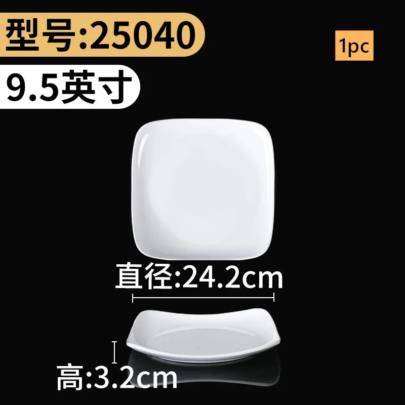 White Melamine Plates Dining Room Plastic Cutlery Thickened Fall-proof Plate Not Easily Broken Dinner Plates Kitchen Accessories