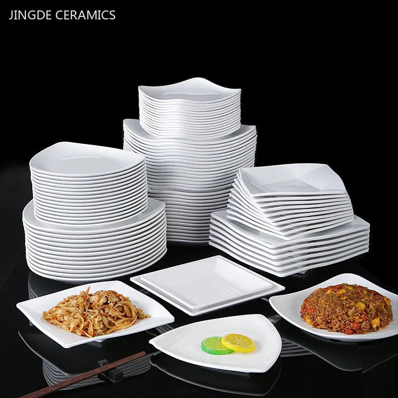 White Melamine Plates Dining Room Plastic Cutlery Thickened Fall-proof Plate Not Easily Broken Dinner Plates Kitchen Accessories
