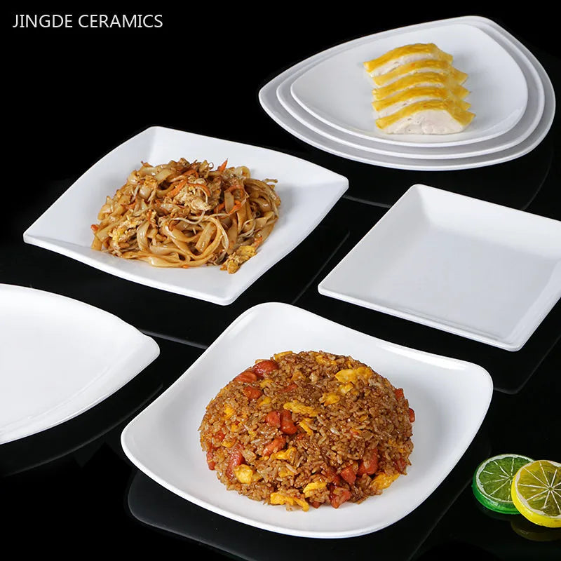 White Melamine Plates Dining Room Plastic Cutlery Thickened Fall-proof Plate Not Easily Broken Dinner Plates Kitchen Accessories