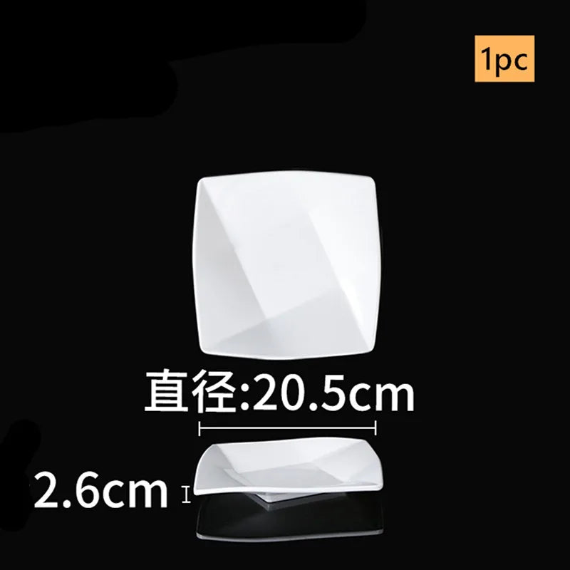 White Melamine Plates Dining Room Plastic Cutlery Thickened Fall-proof Plate Not Easily Broken Dinner Plates Kitchen Accessories