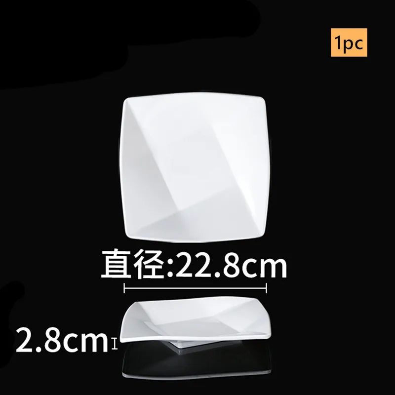White Melamine Plates Dining Room Plastic Cutlery Thickened Fall-proof Plate Not Easily Broken Dinner Plates Kitchen Accessories