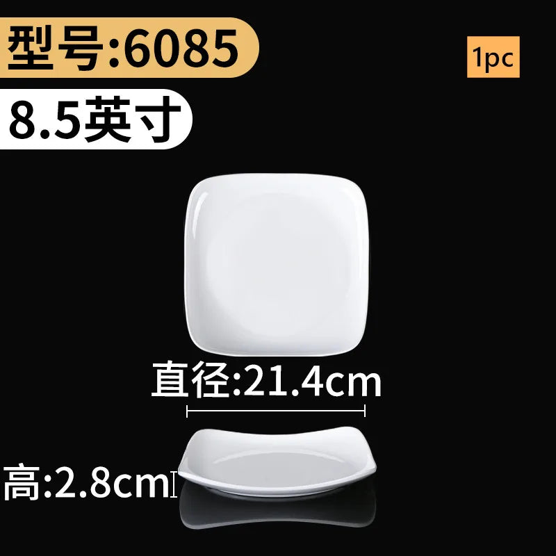 White Melamine Plates Dining Room Plastic Cutlery Thickened Fall-proof Plate Not Easily Broken Dinner Plates Kitchen Accessories