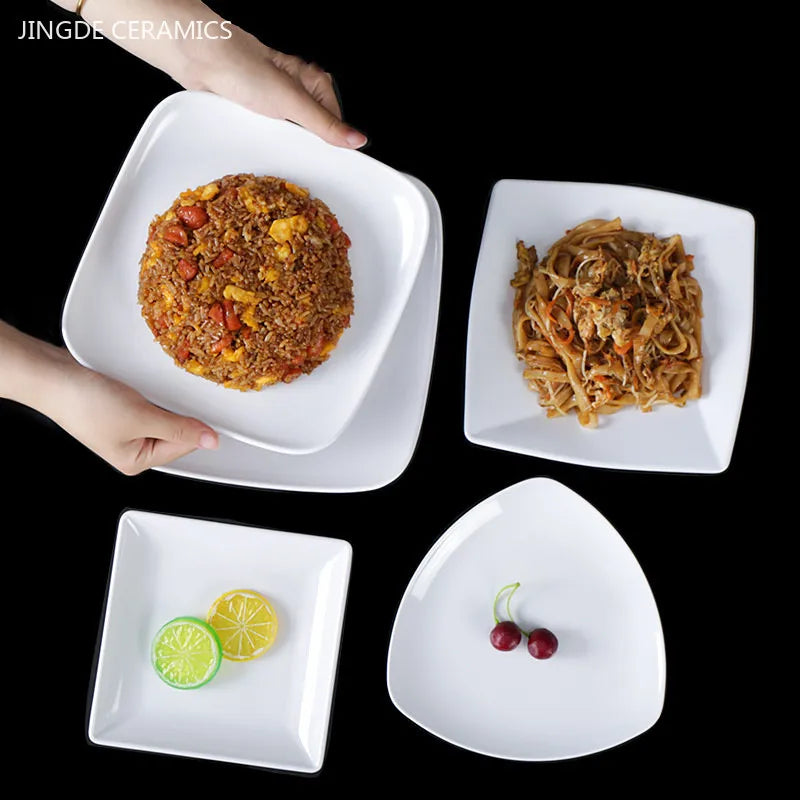 White Melamine Plates Dining Room Plastic Cutlery Thickened Fall-proof Plate Not Easily Broken Dinner Plates Kitchen Accessories