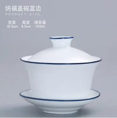 White Porcelain Cover Bowl, Hand-painted, Sancai Gaiwan, Large Blue and White Ceramic, Kungfu Tea Set, Tea Maker