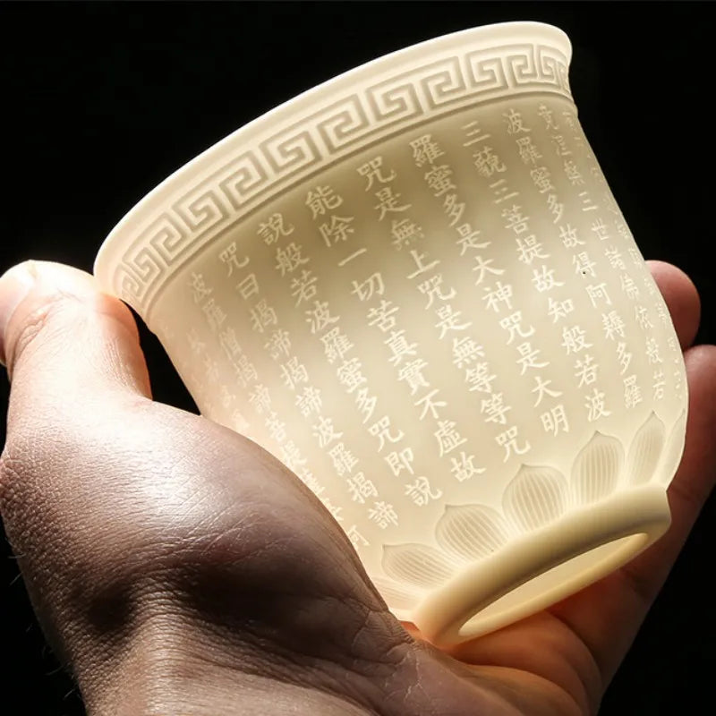 White Porcelain Heart Classics Cup Goat FatJade Personal Cup Tea Set Ceramic Host Cup Sample Tea Cup Kung FuTeaCupSingleCupSmall