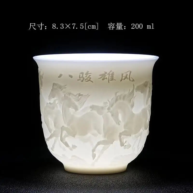 White Porcelain Heart Classics Cup Goat FatJade Personal Cup Tea Set Ceramic Host Cup Sample Tea Cup Kung FuTeaCupSingleCupSmall