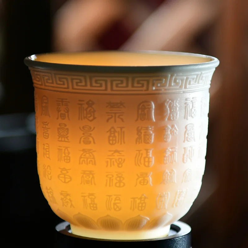 White Porcelain Heart Classics Cup Goat FatJade Personal Cup Tea Set Ceramic Host Cup Sample Tea Cup Kung FuTeaCupSingleCupSmall