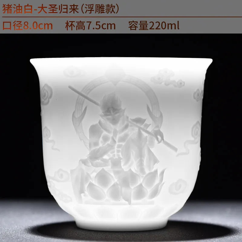 White Porcelain Heart Classics Cup Goat FatJade Personal Cup Tea Set Ceramic Host Cup Sample Tea Cup Kung FuTeaCupSingleCupSmall