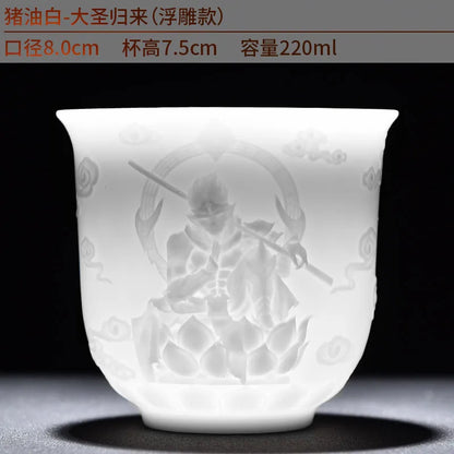 White Porcelain Heart Classics Cup Goat FatJade Personal Cup Tea Set Ceramic Host Cup Sample Tea Cup Kung FuTeaCupSingleCupSmall