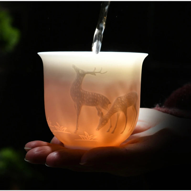 White Porcelain Heart Classics Cup Goat FatJade Personal Cup Tea Set Ceramic Host Cup Sample Tea Cup Kung FuTeaCupSingleCupSmall