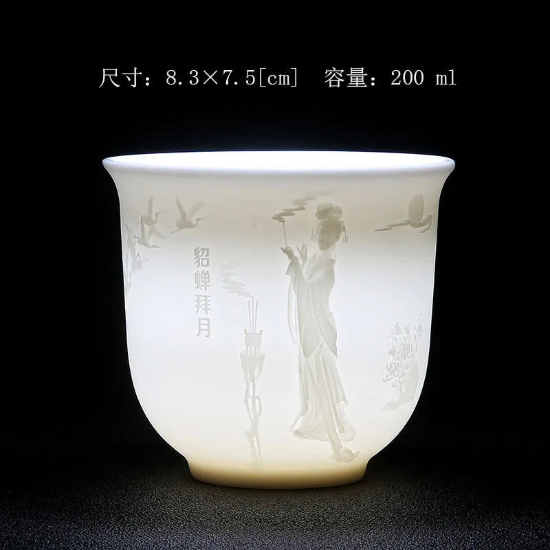 White Porcelain Heart Classics Cup Goat FatJade Personal Cup Tea Set Ceramic Host Cup Sample Tea Cup Kung FuTeaCupSingleCupSmall