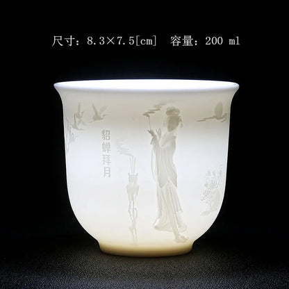 White Porcelain Heart Classics Cup Goat FatJade Personal Cup Tea Set Ceramic Host Cup Sample Tea Cup Kung FuTeaCupSingleCupSmall