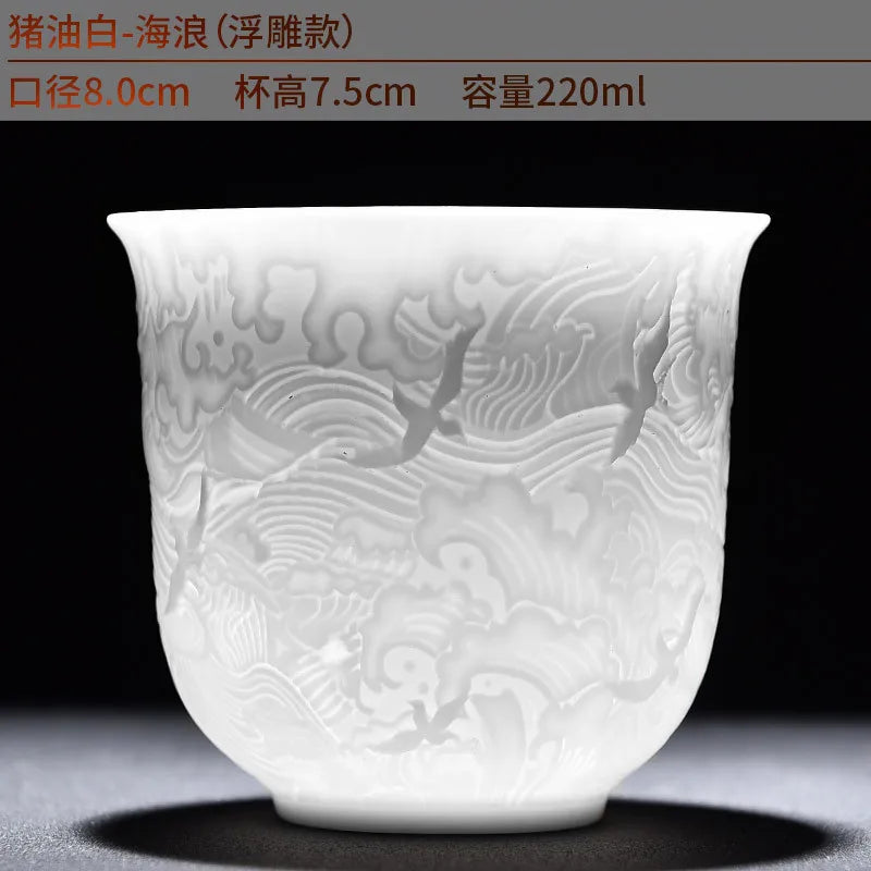 White Porcelain Heart Classics Cup Goat FatJade Personal Cup Tea Set Ceramic Host Cup Sample Tea Cup Kung FuTeaCupSingleCupSmall