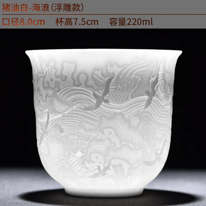 White Porcelain Heart Classics Cup Goat FatJade Personal Cup Tea Set Ceramic Host Cup Sample Tea Cup Kung FuTeaCupSingleCupSmall