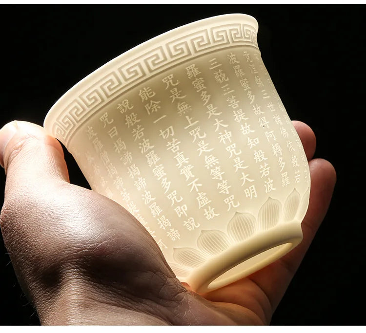 White Porcelain Heart Classics Cup Goat FatJade Personal Cup Tea Set Ceramic Host Cup Sample Tea Cup Kung FuTeaCupSingleCupSmall