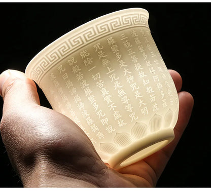 White Porcelain Heart Classics Cup Goat FatJade Personal Cup Tea Set Ceramic Host Cup Sample Tea Cup Kung FuTeaCupSingleCupSmall