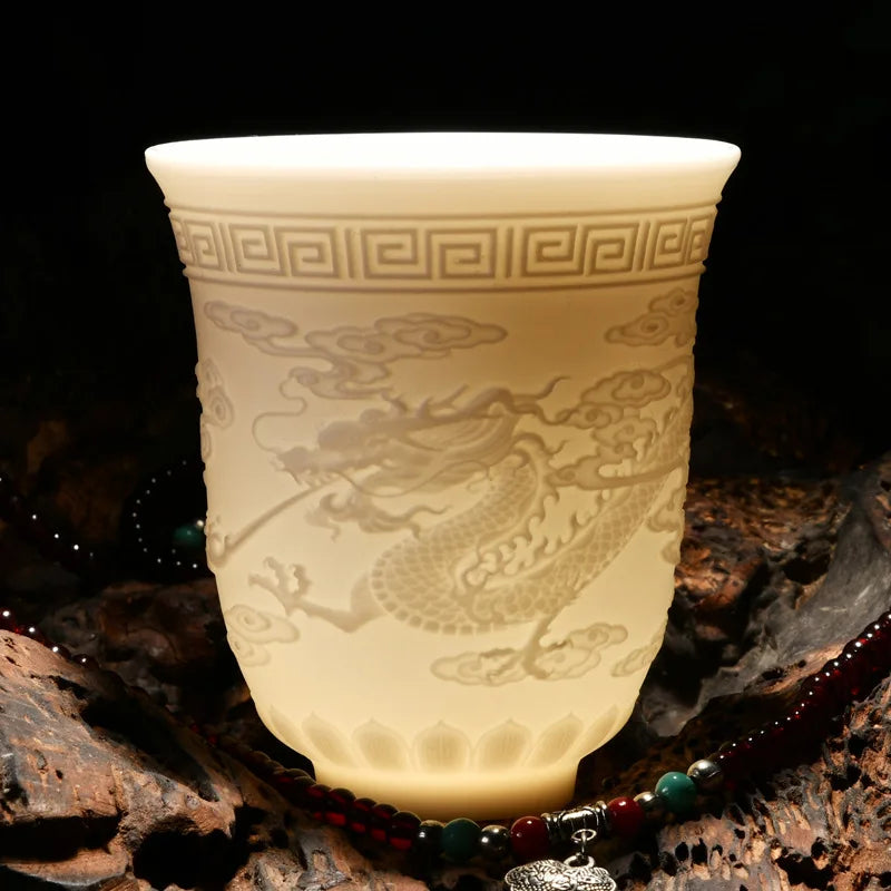 White Porcelain Heart Classics Cup Goat FatJade Personal Cup Tea Set Ceramic Host Cup Sample Tea Cup Kung FuTeaCupSingleCupSmall