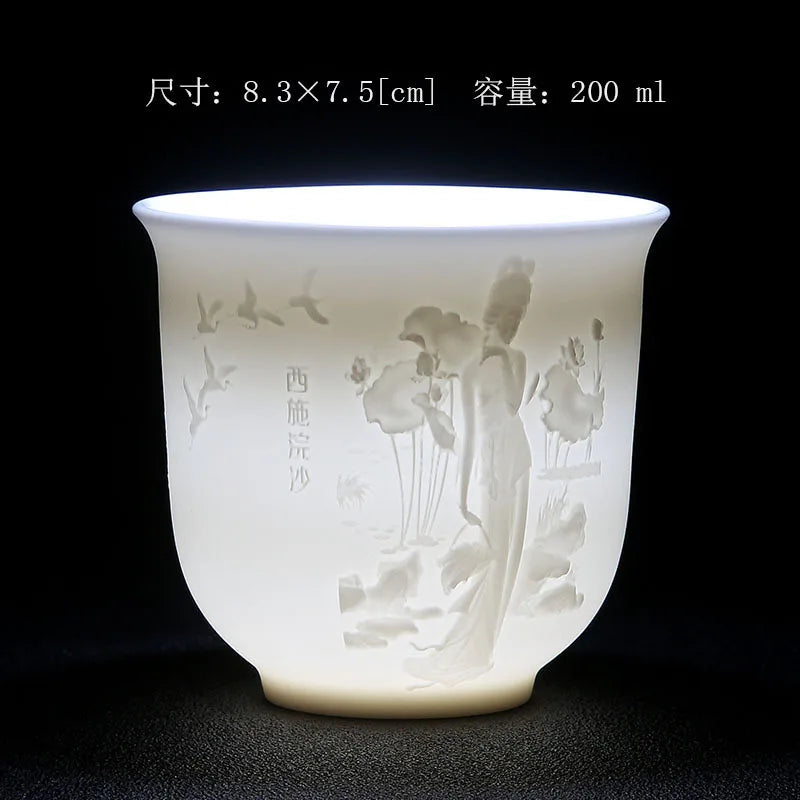 White Porcelain Heart Classics Cup Goat FatJade Personal Cup Tea Set Ceramic Host Cup Sample Tea Cup Kung FuTeaCupSingleCupSmall