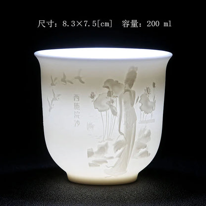 White Porcelain Heart Classics Cup Goat FatJade Personal Cup Tea Set Ceramic Host Cup Sample Tea Cup Kung FuTeaCupSingleCupSmall