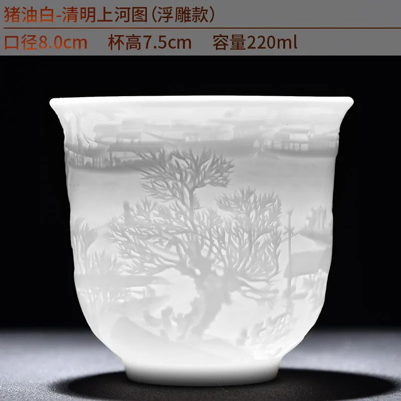 White Porcelain Heart Classics Cup Goat FatJade Personal Cup Tea Set Ceramic Host Cup Sample Tea Cup Kung FuTeaCupSingleCupSmall