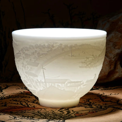 White Porcelain Heart Classics Cup Goat FatJade Personal Cup Tea Set Ceramic Host Cup Sample Tea Cup Kung FuTeaCupSingleCupSmall