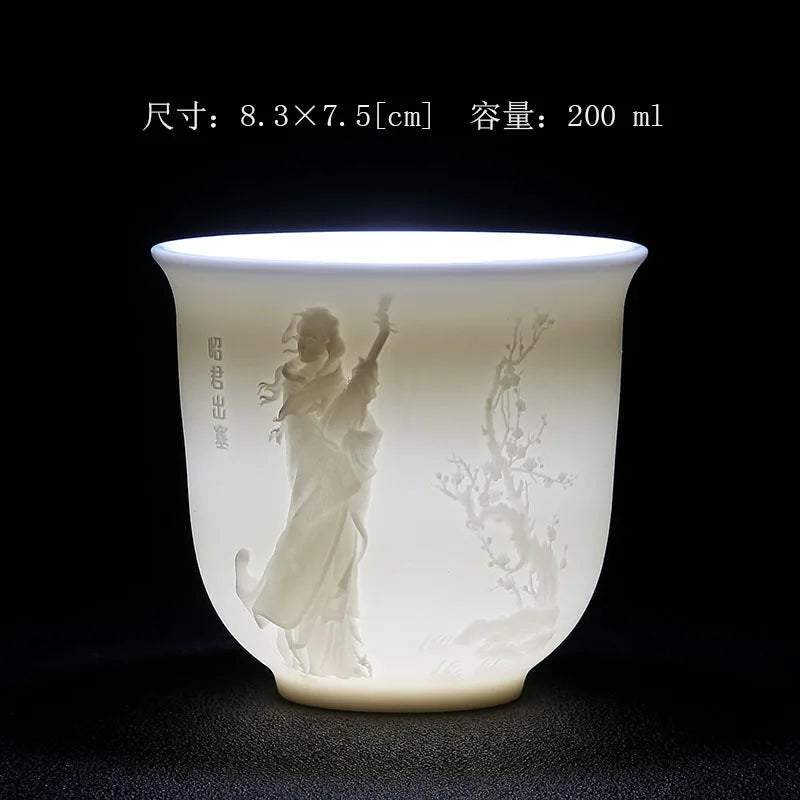 White Porcelain Heart Classics Cup Goat FatJade Personal Cup Tea Set Ceramic Host Cup Sample Tea Cup Kung FuTeaCupSingleCupSmall