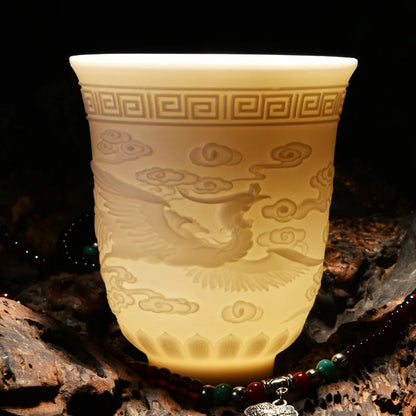 White Porcelain Heart Classics Cup Goat FatJade Personal Cup Tea Set Ceramic Host Cup Sample Tea Cup Kung FuTeaCupSingleCupSmall