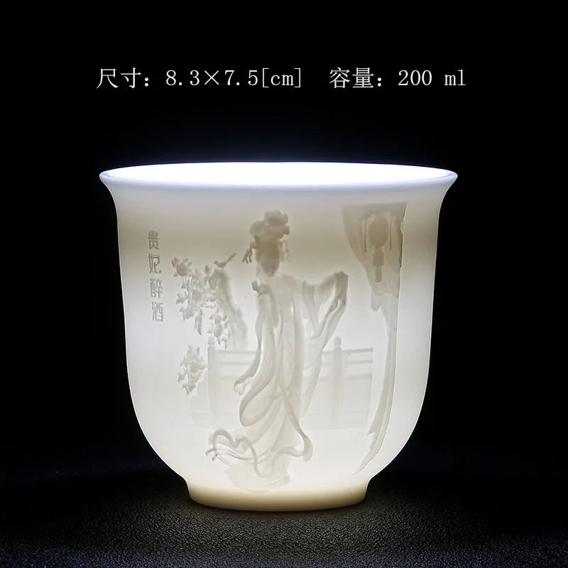White Porcelain Heart Classics Cup Goat FatJade Personal Cup Tea Set Ceramic Host Cup Sample Tea Cup Kung FuTeaCupSingleCupSmall
