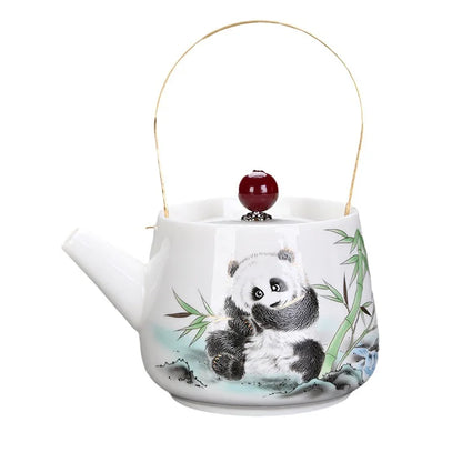 White Porcelain Kungfu Teapot with Handle Traditional Chinese Tea Brewing Handcrafted Tea Pots Home Ceramic Teaware Tea Set