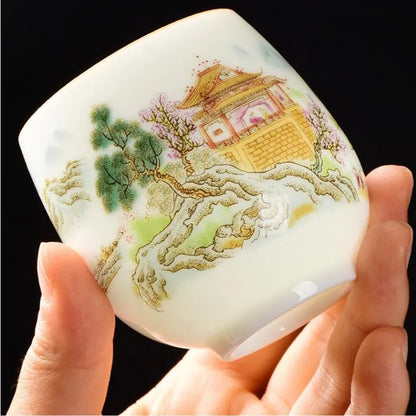 White Porcelain Master Cup, Jade Mud Tea Cup, Ceramic Landscape Tea Cup, Cat Cup, Lotus Single Cup, Household Tea Accessories