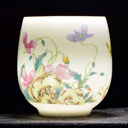 White Porcelain Master Cup, Jade Mud Tea Cup, Ceramic Landscape Tea Cup, Cat Cup, Lotus Single Cup, Household Tea Accessories