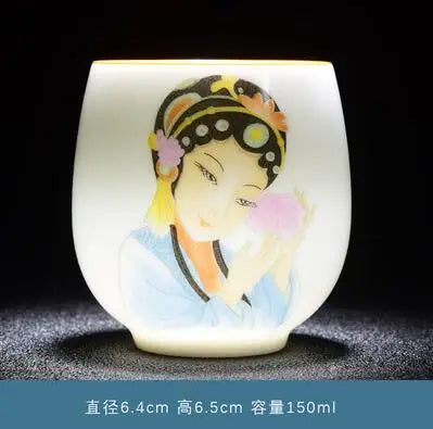 White Porcelain Master Cup, Jade Mud Tea Cup, Ceramic Landscape Tea Cup, Cat Cup, Lotus Single Cup, Household Tea Accessories