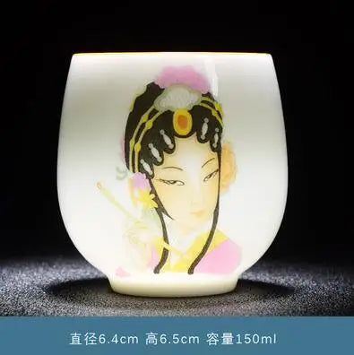 White Porcelain Master Cup, Jade Mud Tea Cup, Ceramic Landscape Tea Cup, Cat Cup, Lotus Single Cup, Household Tea Accessories