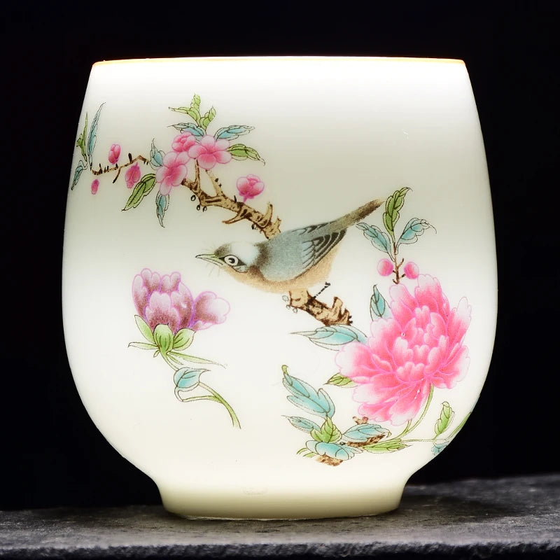 White Porcelain Master Cup, Jade Mud Tea Cup, Ceramic Landscape Tea Cup, Cat Cup, Lotus Single Cup, Household Tea Accessories
